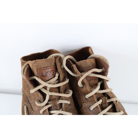 Ugg Boots Mens Size 14 Spell Out Vibram Suede Leather Ankle Chukkas Boots Brown main image 7
